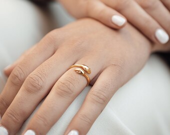 Bague Câlin en argent 925 plaqué or blanc ajustable avec étreinte et détail des mains