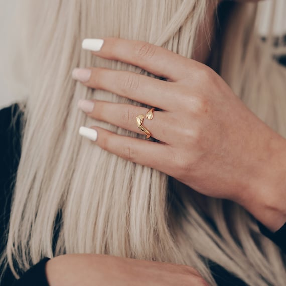 Gold Umarmender Ring • 925 Sterling Silber Offener Ring • Geschenkidee • Hug Ring Verstellbarer Ring • Umarmungsring • minimalistischer Ring