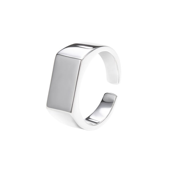 Massiver Siegelring Gold • 925 Sterling Silber Offener Ring • Breiter Verstellbarer Ring • Basic Ring • Statement Ring • Geschenk