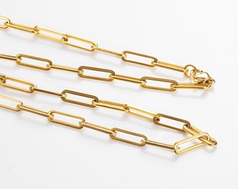 Große Gliederkette Halskette Gold • Die Papierklammerkette Silberkette • Herrenkette • Kette Silber Man • 18K Gold Papierklammer Halskette