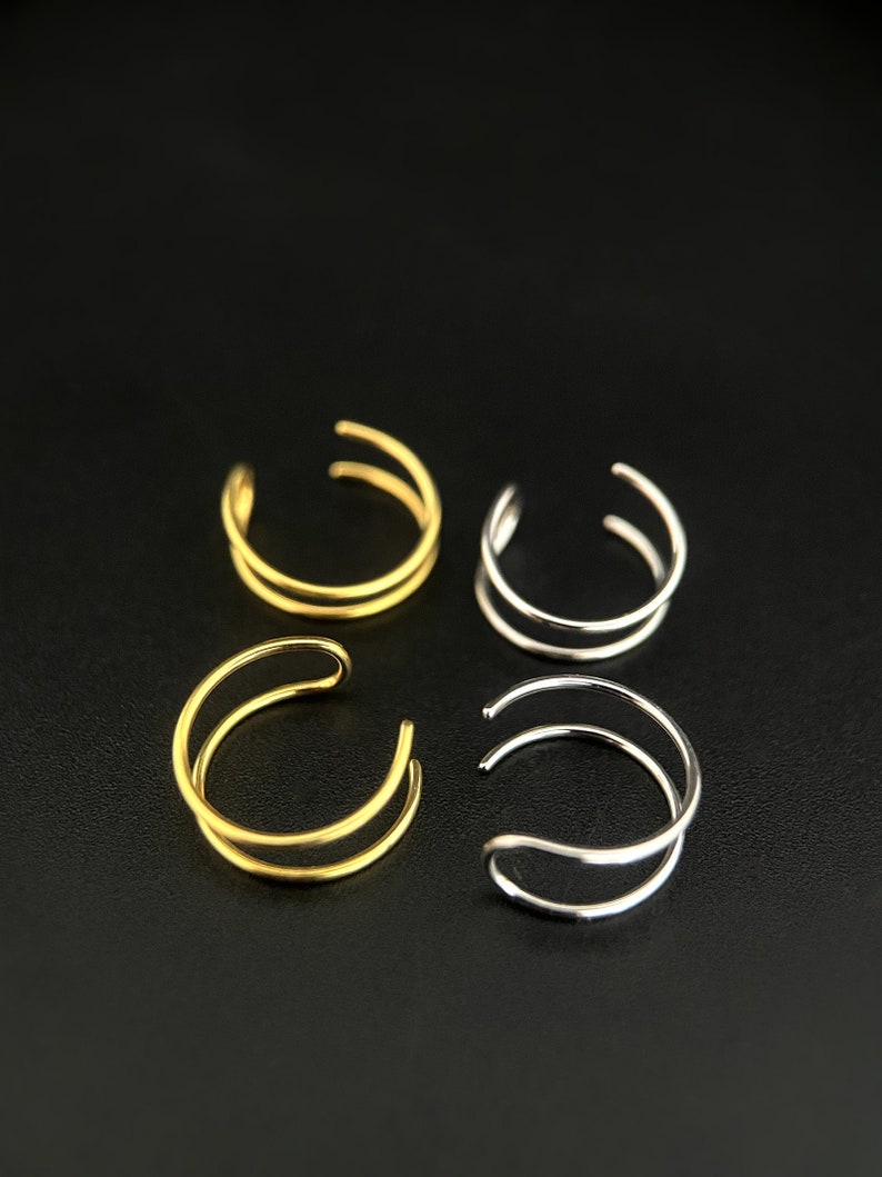 925 Sterling Silver Cuffs Earrings, Earrings, Delicate Ear Cuff, Minimalist, Ear Clip, Fake Piercing, Earcuff, Earcuff image 1