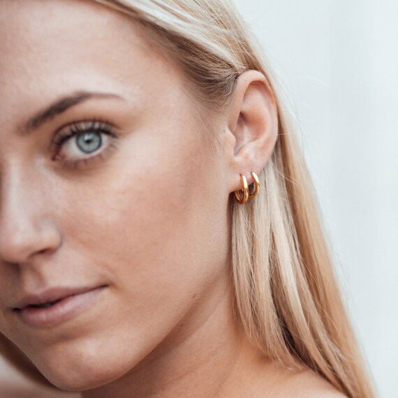 Dainty Creoles Gold Earrings Gold Creole Earrings 925 Sterling