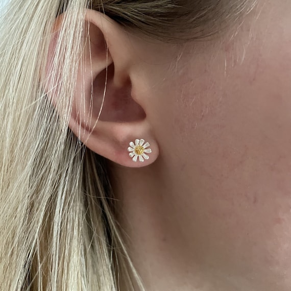 Silver Stud Earrings Cruciform Flower