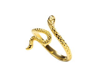 925 Sterling Silver Vintage Open Snake Ring, Snake Ring, Size Adjustable, 18K Gold Plated, Multiple Colours, Minimalist, Gift, Open Ring
