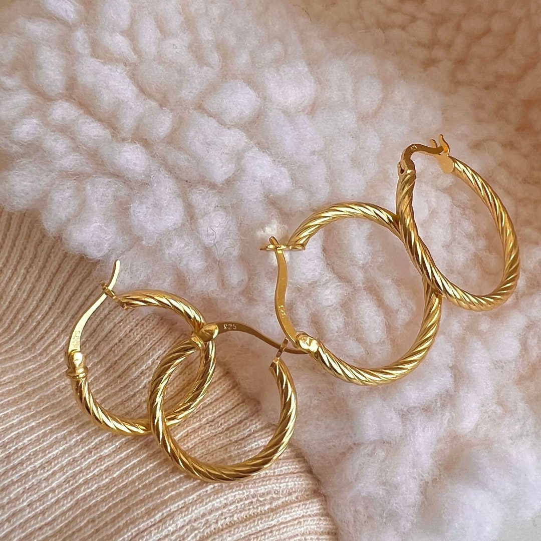 Gouden en zilveren oorringen voor vrouwen, hypoallergeen, 14K goud