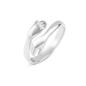 Gold Umarmender Ring 925 Sterling Silber Offener Ring Geschenkidee Hug Ring Verstellbarer Ring Umarmungsring minimalistischer Ring Bild 7