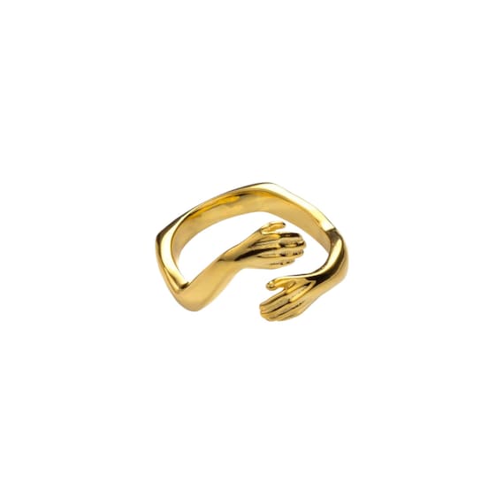 Gold Umarmender Ring • 925 Sterling Silber Offener Ring • Geschenkidee • Hug Ring Verstellbarer Ring • Umarmungsring • minimalistischer Ring
