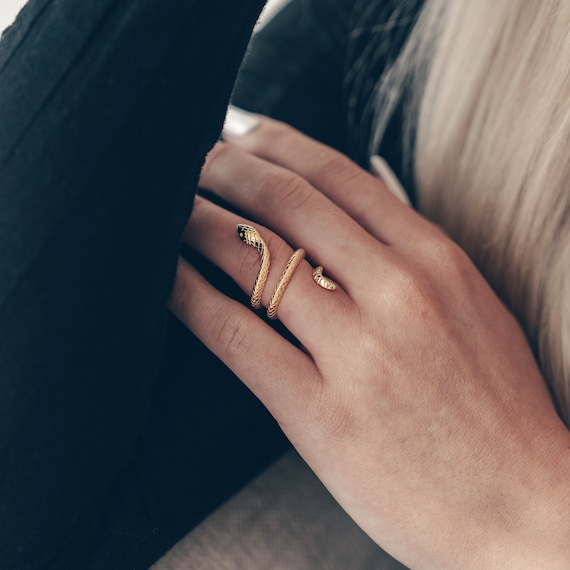 Lungo Anello In Argento Sterling Con Serpente Solido Timbrato 925 Fatto A Mano - Foto 2