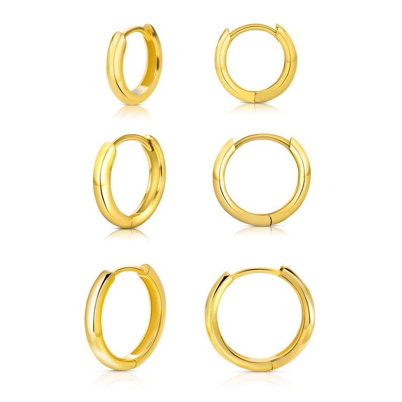Zierliche Creolen Gold Ohrringe Gold Creolen Ohrringe 925 Sterling Silber Minimalistische Ohrringe Kleine Reifen Geschenk Bild 4