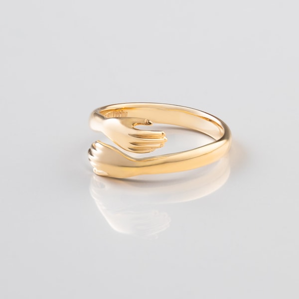 Gold Umarmender Ring • 925 Sterling Silber Offener Ring • Geschenk • Hug Ring Verstellbarer Ring • Umarmungsring • Geschenkidee