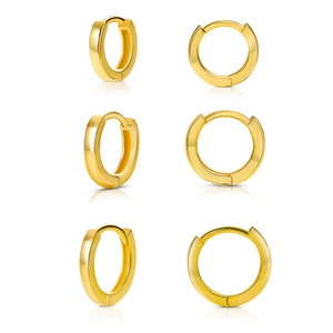 Zierliche eckige Creolen Gold • Ohrringe Gold • Creolen Ohrringe 925 Sterling Silber • Minimalistische Ohrringe • Kleine Reifen Ohrringe