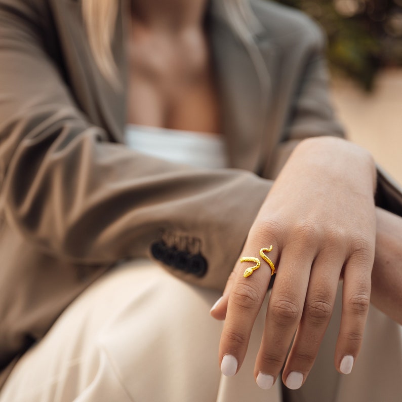 Vintage Snake Ring Adjustable Snake Ring Open Snake Ring 925 Sterling Silver Snake Ring Gold Snake Ring Spiral Ring Animal Ring image 9