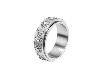 Mond Sonnen Ring Silber • Drehbarer Ring • Anxiety Ring • Fidget Ring • Spinner Ring • Meditations-Ring • Mond Ring • Geschenkidee