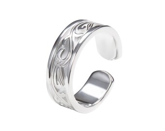 Bague Viking en argent sterling 925 • Bande végétale en argent • Bague style nature en argent 925 • Bague en forme de fleur • Bague réglable en argent 925