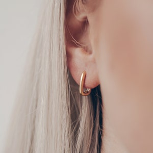 Oval Creoles Gold • Earrings Gold • Creole Earrings 925 Sterling Silver • Minimalist Earrings Gold • Small Oval Earring Silver • Rectangular