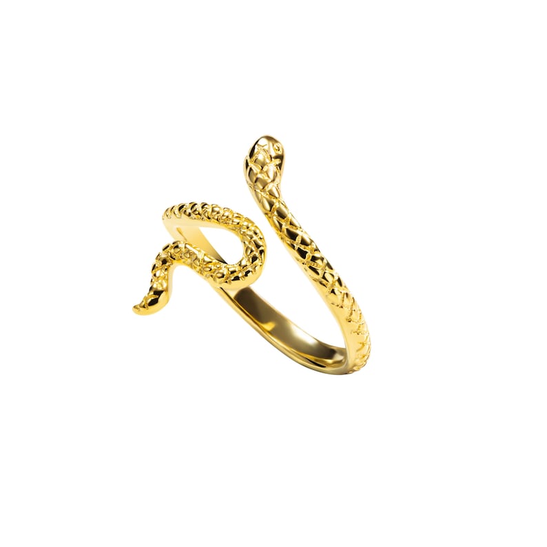 925 Sterling Silver Vintage Open Snake Ring, Snake Ring, Size Adjustable, 18K Gold Plated, Multiple Colours, Minimalist, Gift, Open Ring image 2