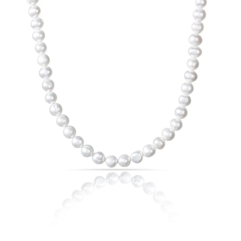 Collier de perles d'eau douce Collier de perles naturelles Tour de cou de perles Collier de véritables perles d'eau douce Cadeau pour lui Cadeau pour homme image 6