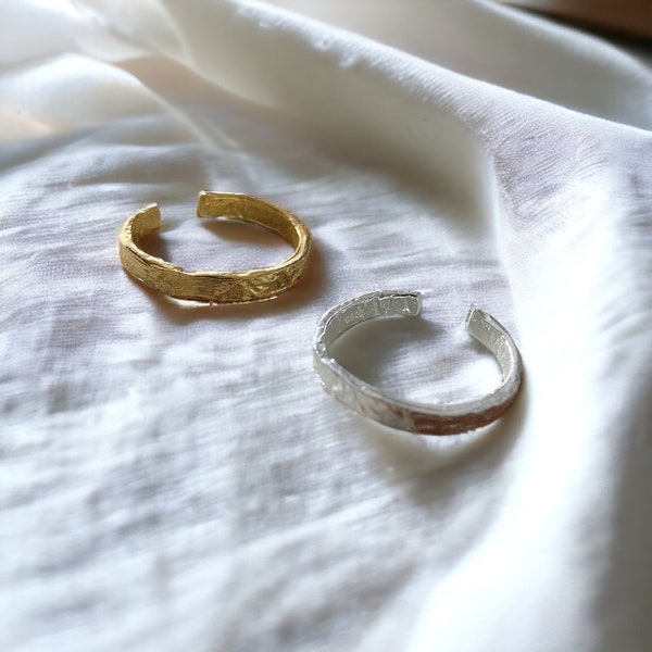Gold Abstrakter Ring • 925 Sterling Silber Offener Ring • Geschenk • Unregelmäßiger Ring • Verstellbarer Ring • minimalistischer Ring