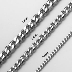 Cuban Chain Silver Cuban Link Chain Necklace Waterproof Men's Chain Necklace 316L Stainless Steel Necklace Silver Chain Gold zdjęcie 4