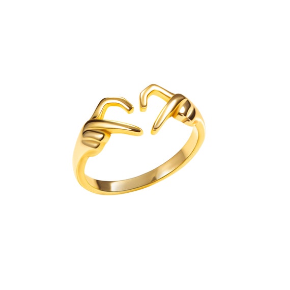 Verstellbar Mehrere Offen Herzen Design Zehen Ring Massiv Echt 10K Gelbgold