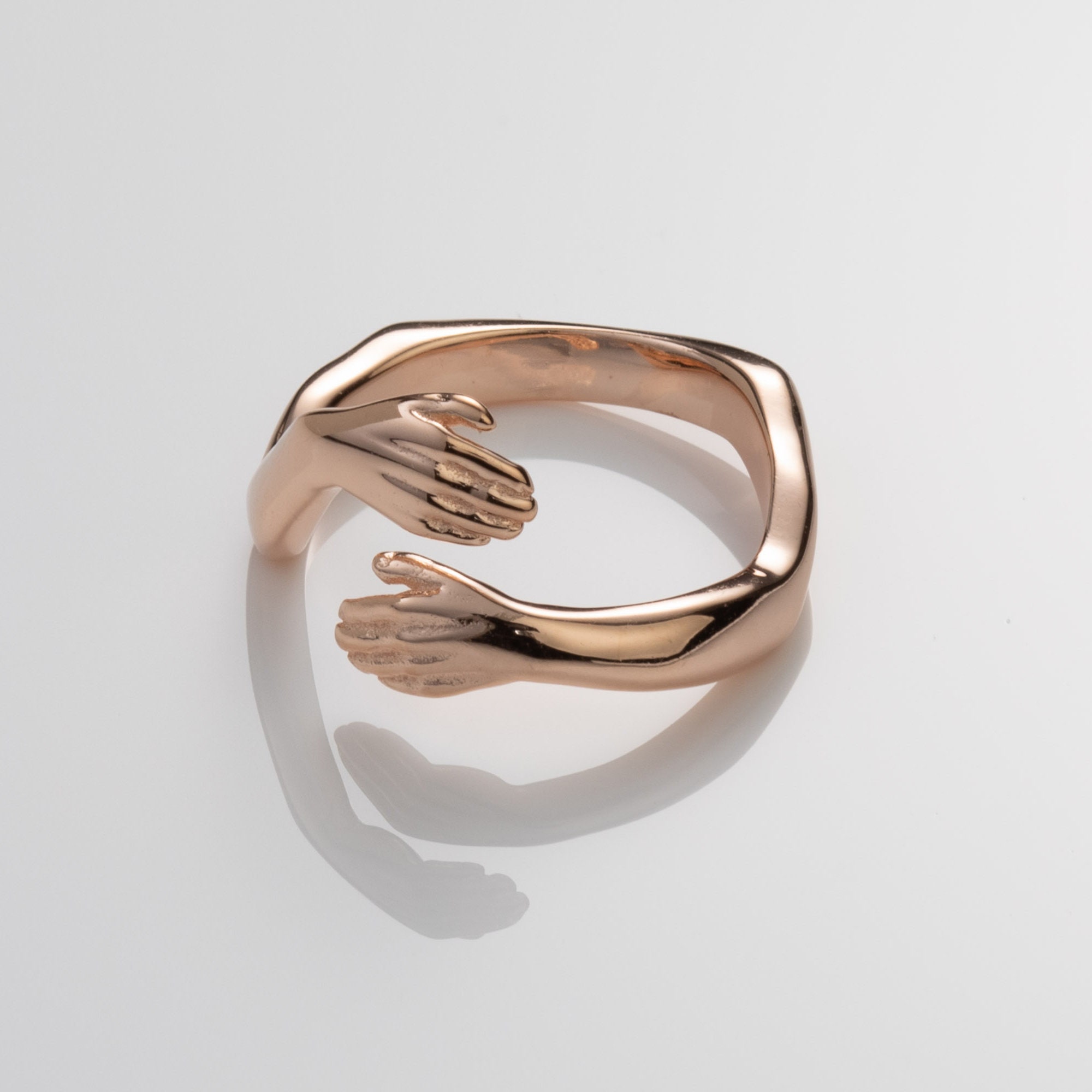 Gold Zirkonia Umarmungsring - 925 Sterling Silber Verstellbarer Hug Ring