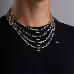 Collier maillons Chaîne argent Chaîne acier inoxydable Chaîne homme argent Idée cadeau Argent Collier tank Collier argent image 1