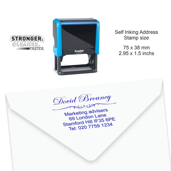 Custom Return Address Stamp Self Inking, Personalized, Realtor, Wedding,Housewarming Gift size (75x38mm; 2.95x1.5 incs)