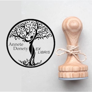 Timbro Ex Libris Albero elegante, Timbro per libri, Regali per gli amanti dei libri, Timbro di gomma per libri rotondi, Regali per insegnanti, Timbro indirizzo, Vintage