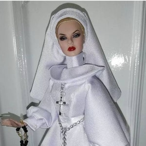 nun dress for fashion royalty doll, bratz, monster high, rainbow high, Barbie, Curvy Barbie, Ever after high, vintage Barbie, gothic doll