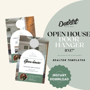 Open huis deurhanger 11x17 makelaar sjabloon | Marketingsjabloon voor onroerend goed | Aanpasbare digitale ontwerpen | Digitaal downloaden