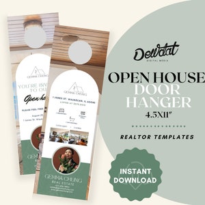 Open huis deurhanger 4.5x11 makelaar sjabloon | Marketingsjabloon voor onroerend goed | Aanpasbare digitale ontwerpen | Digitaal downloaden