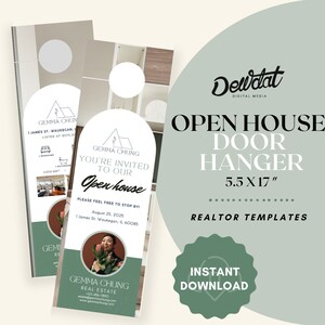 Open huis deurhanger 5.5x17 makelaar sjabloon | Marketingsjabloon voor onroerend goed | Aanpasbare digitale ontwerpen | Digitaal downloaden