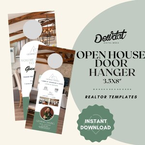 Open huis deurhanger 3,5 x 8 makelaar sjabloon | Marketingsjabloon voor onroerend goed | Aanpasbare digitale ontwerpen | Digitaal downloaden