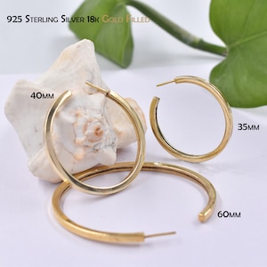 Handmade Square Silver 3 mm Thick Push Back Hoop Earrings in Gold Filled & Sterling Silver All Size, Square Tube Edges Women&#39;s Birthday Gift
