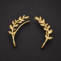 18K Gold Filled over silver Ear Climbers / Ear Crawlers / Delicate Ear Hug earrings /  Olive Branch Climber Prom Bridesmaid Wedding Earring