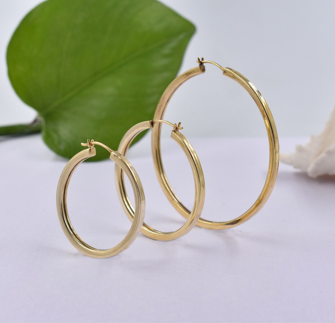 Silver Earrings, Chunky Hoop, 1 Pair Thick Hoop Earrings, 925 Stirling