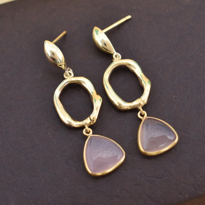 18k Gold Filled Earrings AAA Semiprecious Gemstone Earrings Pink Chalcedony Earrings Dangle Drop Earrings Delicate Handmade Earrings