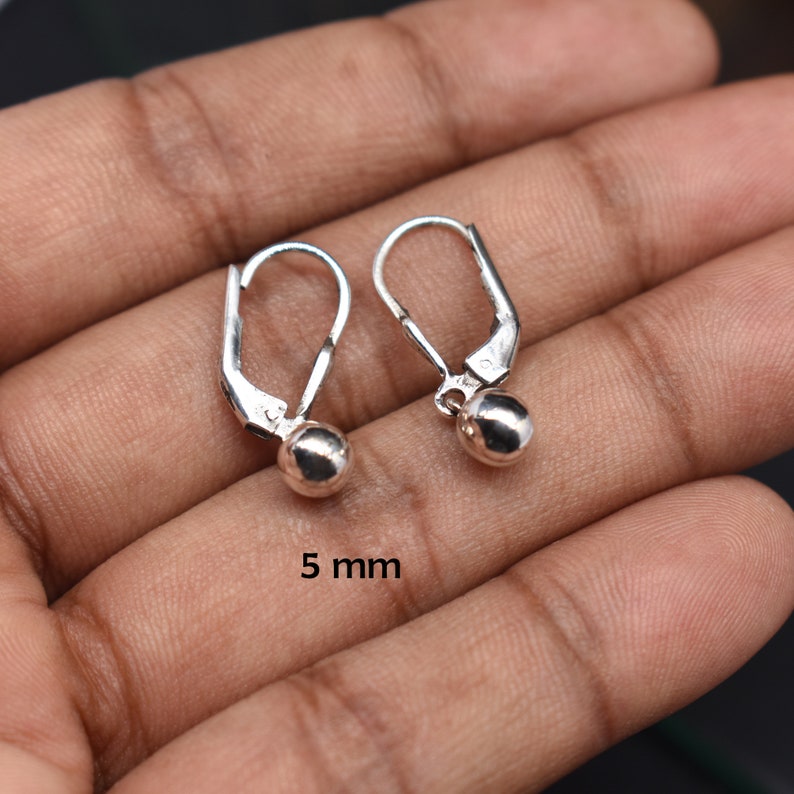 925 Sterling Silver Ball Dropshaped Leverback Earrings Pure Etsy