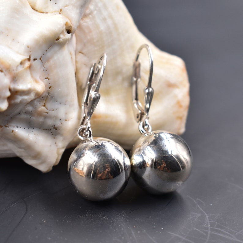 925 Sterling Silver Ball Dropshaped Leverback Earrings Pure Etsy