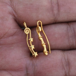 Brincos de ouro e prata para subir na orelha, brincos de três estrelas para madrinhas de formatura, brincos de casamento para subir na orelha, brincos delicados para abraçar a orelha, presentes para mães