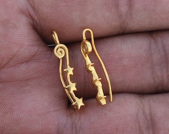 Gold Filled in Silver Ear Climbers, Three Star Climber Prom Bridesmaid Earrings, Wedding Ear Crawlers, Delicate Ear Hug Earrings, Gifts Mom