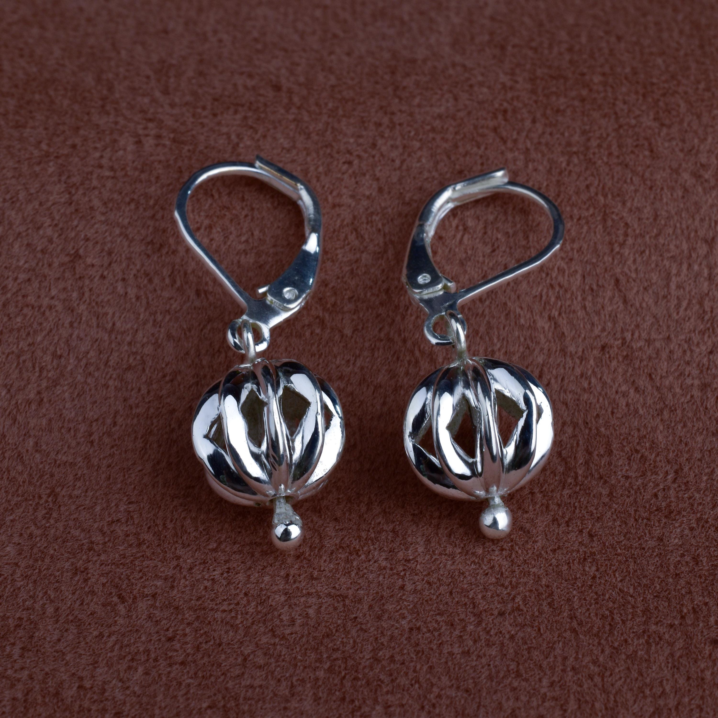 Statement Sterling Silver Ball Earrings for Women's, Hollow
