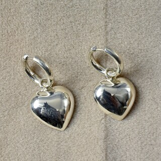 JustBeingCute Orecchini A Cuore Puffy In Argento Sterling Placcato Oro 14k Con Zirconi - Regalo Donna