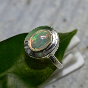Ethiopian Opal Sterling Silver Ring: Handmade Wedding Jewelry