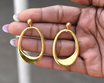 Statement 925 Sterling Silber & 18k Gold Filled Ohrringe, Einzigartige Hochzeitsohrringe, Zarte Ohrringe, Klassische Ohrringe, Frauen Schmuck Geschenk