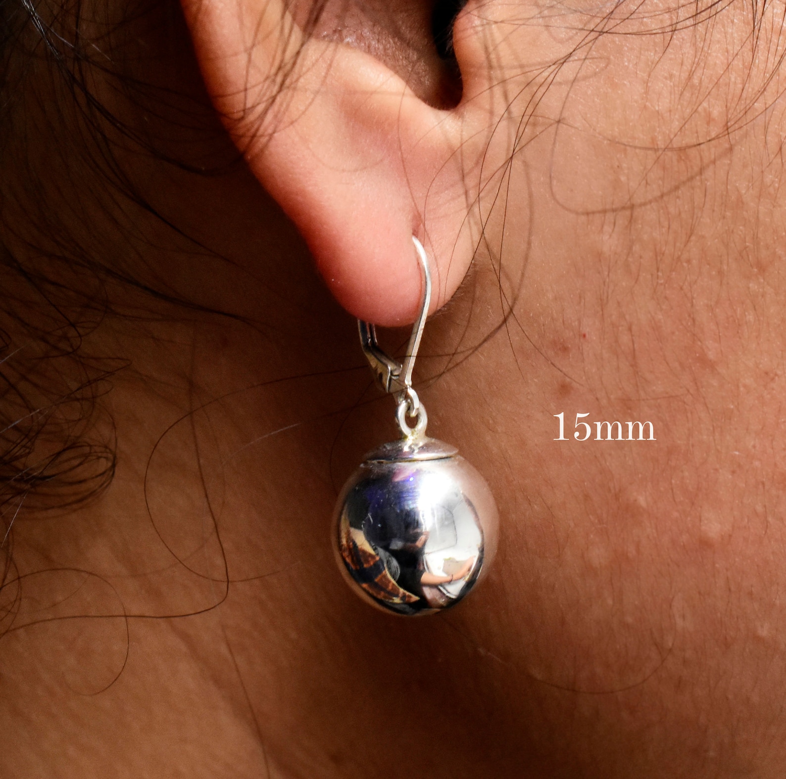 925 Sterling Silver Ball Dropshaped Leverback Earrings Pure Etsy