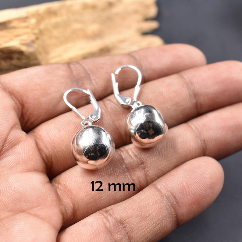 925 Sterling Silver Ball Dropshaped Leverback Earrings Pure Etsy