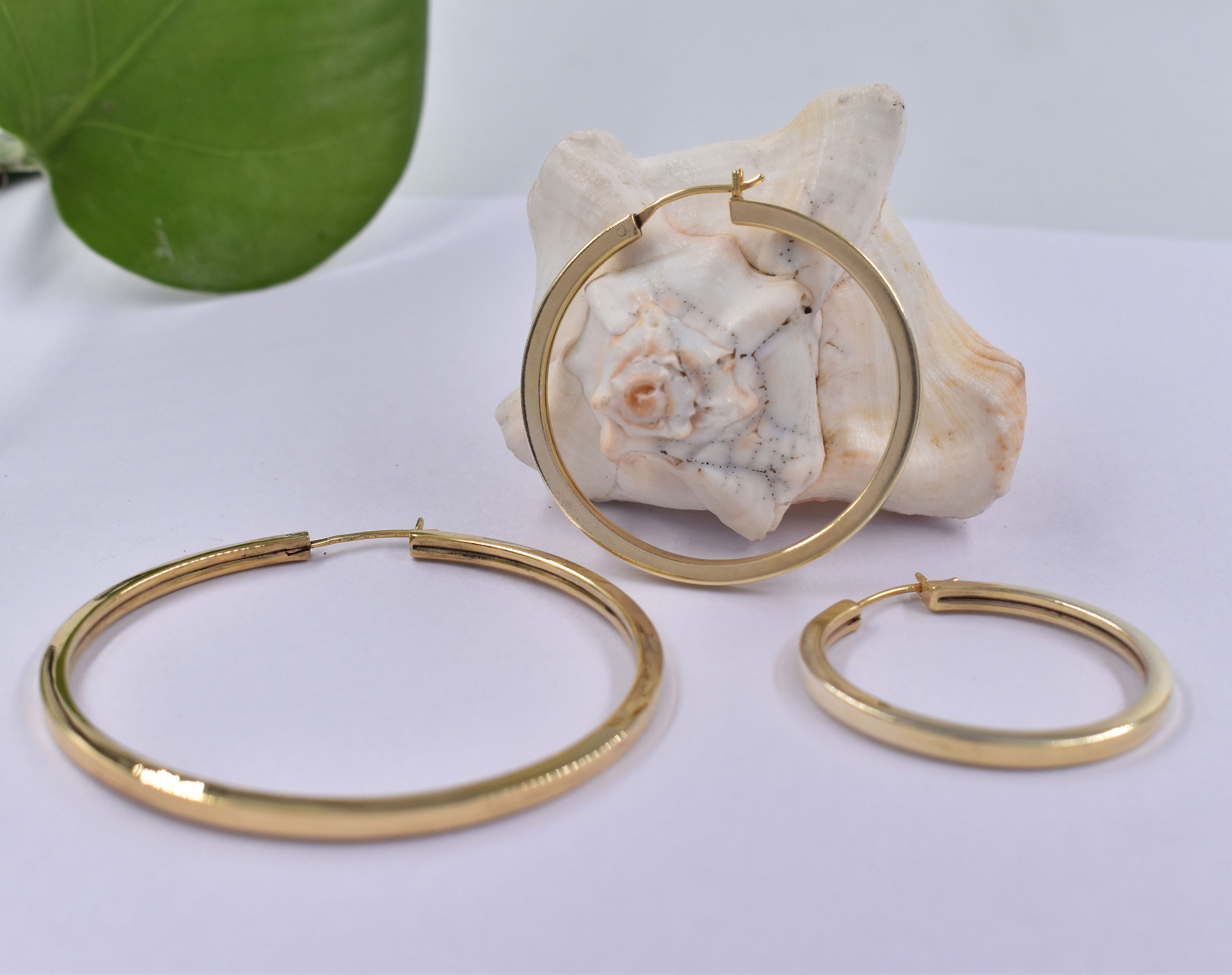 1 Pair Thick Hoop Earrings 925 Silver or 18k Gold Filled Over Etsy UK