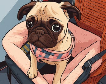Custom Pet Portrait, Personalized Dog Cat Art (Digital Download)