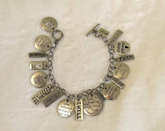 Silver Affirmation Wrist Charm Bracelet
